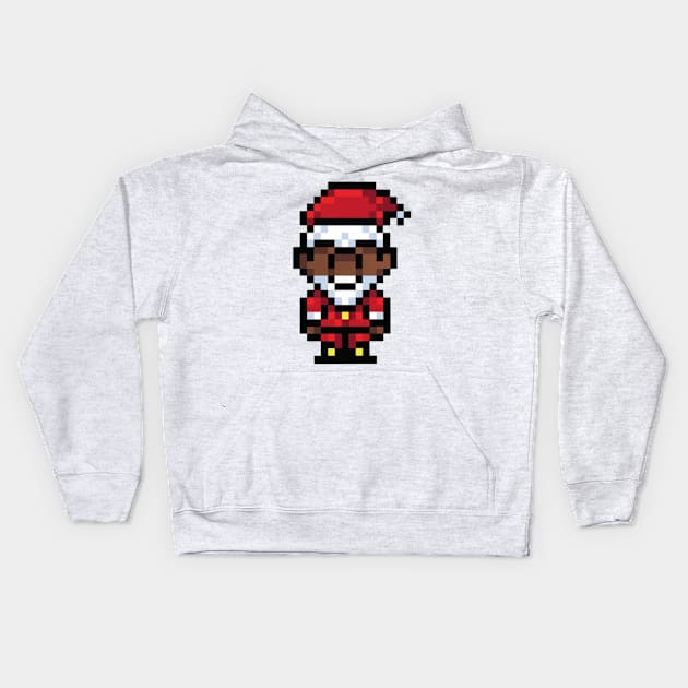 Black Santa Claus pixel art t-shirt design Kids Hoodie by CharactersFans